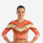 Personalized Long Sleeve Cheer Jersey - Coral Gold Chevron Team Number Top