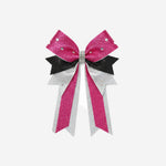 Custom Cheerleading Bow in Pink - Rhinestone Hair Bow Ponytail Holder