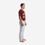 Personalized Baseball Uniform in Burgundy - Custom V-Neck Jersey & Pants Complete Set