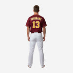 Personalized Baseball Uniform in Burgundy - Custom V-Neck Jersey & Pants Complete Set