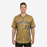 Personalized Baseball Jersey in Pale Brown - Custom Pinstripe Sublimation Print Team Jersey