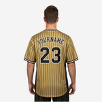 Personalized Baseball Jersey in Pale Brown - Custom Pinstripe Sublimation Print Team Jersey