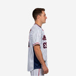 Personalized Baseball Jersey in White - Custom Pinstripe Sublimation Print Team Jersey