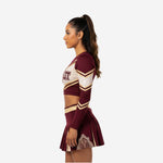 Custom Cheerleading Uniforms Set - Long Sleeve Crop Top & Skirt with Built-in Shorts