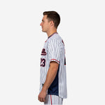 Personalized Baseball Jersey in White - Custom Pinstripe Sublimation Print Team Jersey