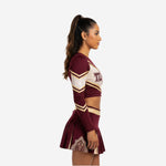 Custom Cheerleading Uniforms Set - Long Sleeve Crop Top & Skirt with Built-in Shorts