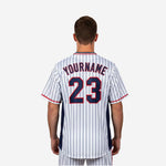 Personalized Baseball Jersey in White - Custom Pinstripe Sublimation Print Team Jersey