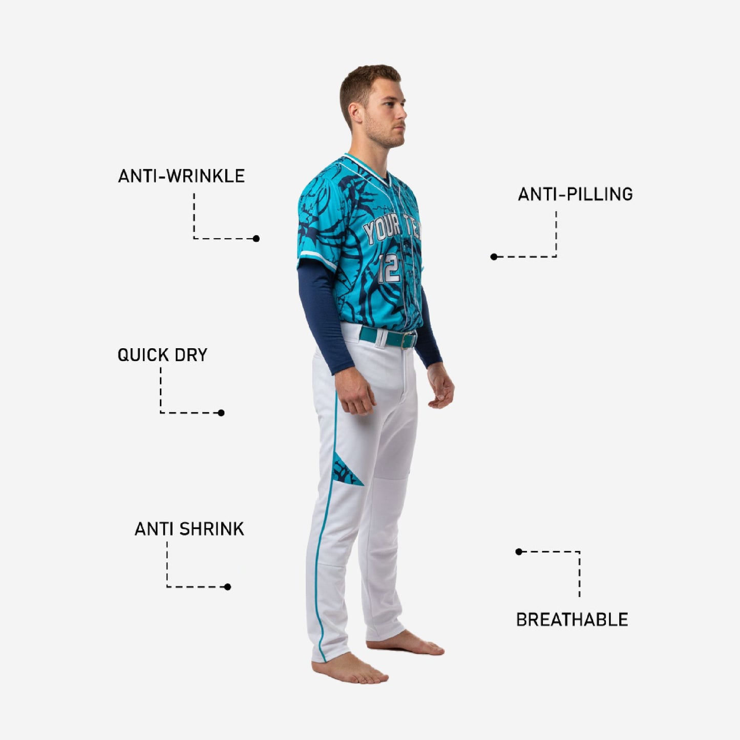 Personalized Baseball Uniform Set - Custom Jersey Pants Sublimation Team