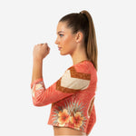 Personalized Long Sleeve Cheer Jersey - Coral Gold Chevron Team Number Top