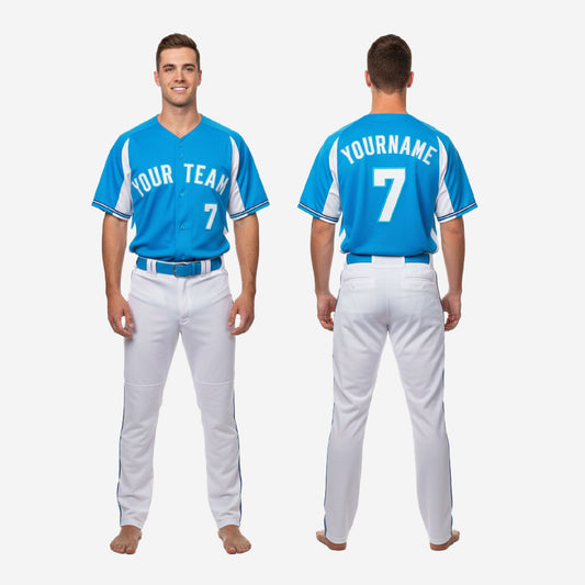 Personalized Baseball Uniform in Calestial Blue - Custom Jersey & Pants Complete Set