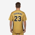 Custom Baseball Uniform Jersey - Youth & Adult Pinstripe Full Button Jersey in Gold