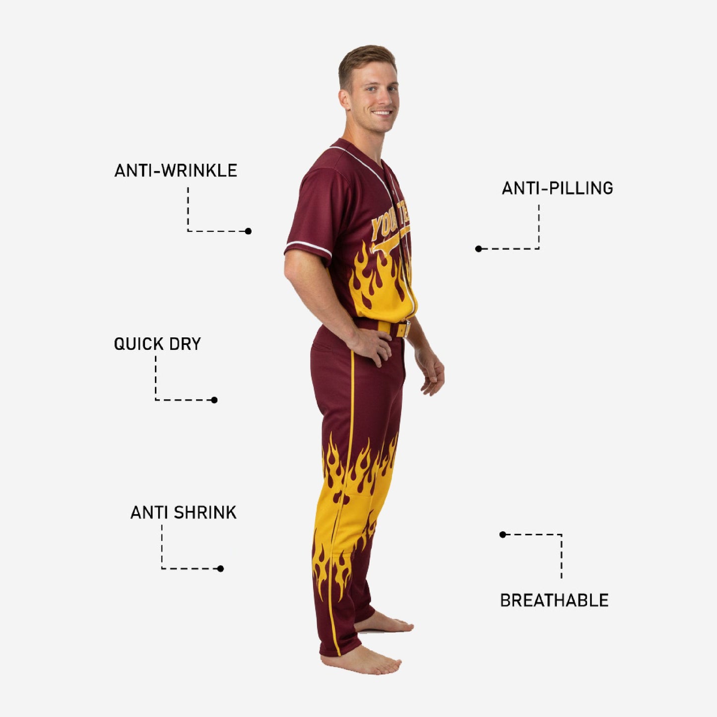 Personalized Baseball Uniform Set - Custom Jersey Pants Sublimation Team