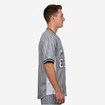 Custom Baseball Uniform Jersey - Youth & Adult Pinstripe Full Button Jersey in Gray