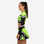 Custom Cheerleading Uniforms Set - Long Sleeve Crop Top & Skirt with Built-in Shorts