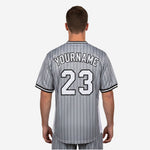 Custom Baseball Uniform Jersey - Youth & Adult Pinstripe Full Button Jersey in Gray