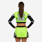 Custom Cheerleading Uniforms Set - Long Sleeve Crop Top & Skirt with Built-in Shorts