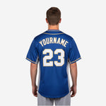 Custom Baseball Jersey in Blue - Full Button Baseball Jersey Team Name & Number