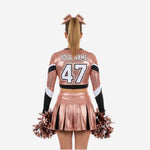 Custom Cheerleading Rose Gold Uniform Set - Long Sleeve Crop Top & Skirt