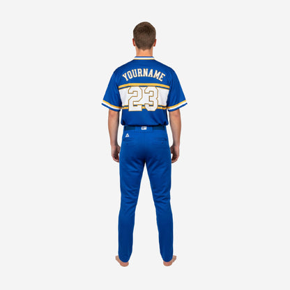 Custom Youth Baseball Uniform Set - V-Neck Jersey & Pants Sublimated in Blue