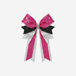 Custom Cheerleading Bow in Pink - Rhinestone Hair Bow Ponytail Holder