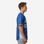 Custom Baseball Uniform Jersey - Youth & Adult Pinstripe Full Button Jersey in Blue