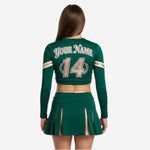 Custom Competition Cheerleading Uniform - Long Sleeve Crop Top & Skirt with Team Customization