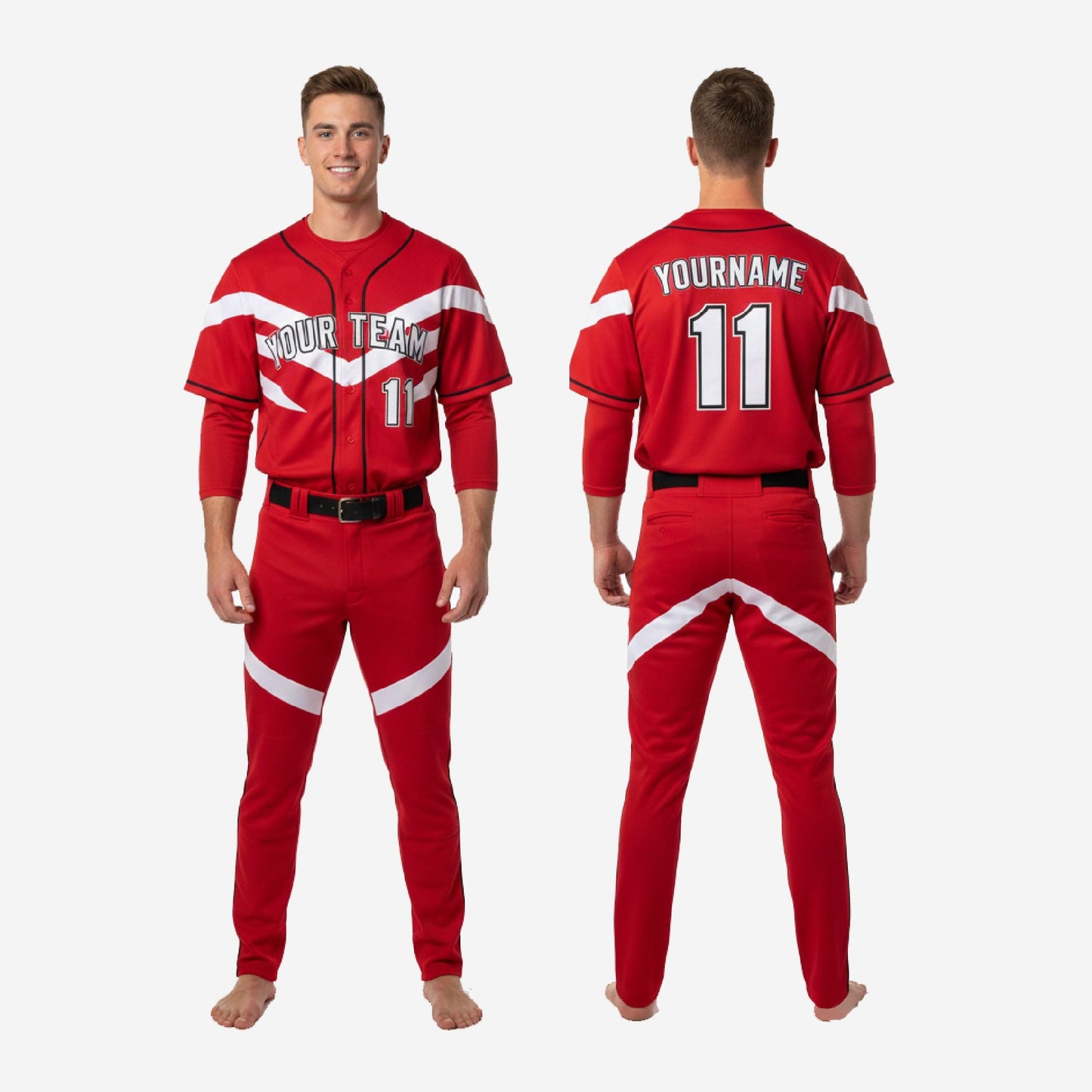Custom Baseball Uniform - Complete Jersey Pants Set Team Name Number
