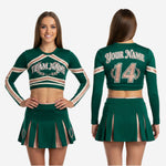 Custom Competition Cheerleading Uniform - Long Sleeve Crop Top & Skirt with Team Customization