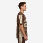 Custom Baseball Uniform Jersey - Youth & Adult Pinstripe Full Button Jersey in Dark Brown