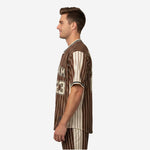Custom Baseball Uniform Jersey - Youth & Adult Pinstripe Full Button Jersey in Dark Brown