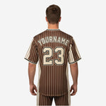 Custom Baseball Uniform Jersey - Youth & Adult Pinstripe Full Button Jersey in Dark Brown