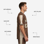 Custom Baseball Uniform Jersey - Youth & Adult Pinstripe Full Button Jersey in Dark Brown