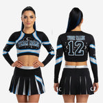 Custom Competition Cheerleading Uniform - Long Sleeve Crop Top & Skirt with Team Customization