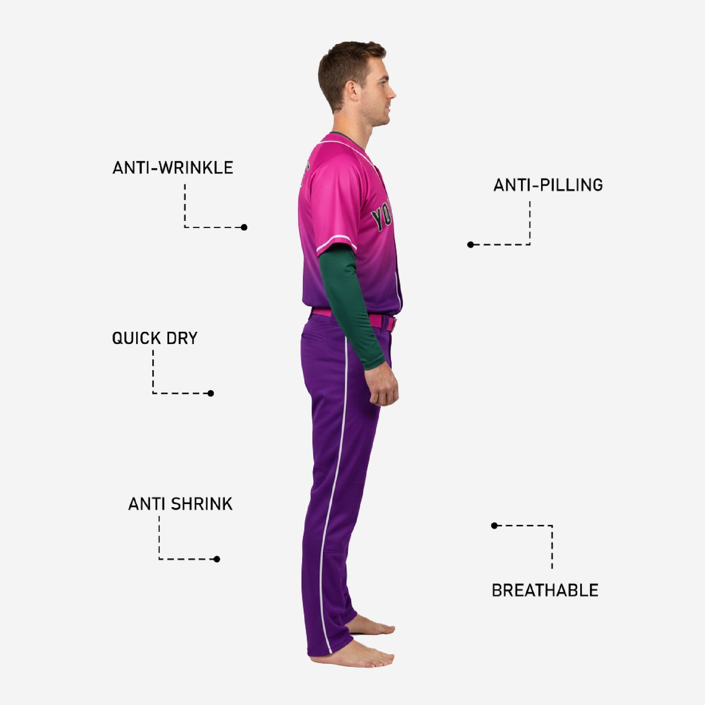 Custom Baseball Uniform - Complete Jersey Pants Set Team Name Number