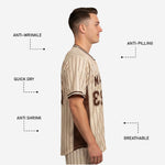 Custom Baseball Uniform Jersey - Youth & Adult Pinstripe Full Button Jersey in Beige