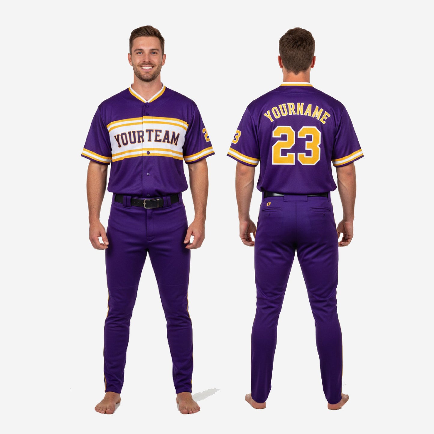 Personalized Baseball Team Uniform - Custom Jersey & Pants Set in Purple