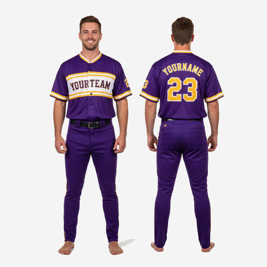 Personalized Baseball Team Uniform - Custom Jersey & Pants Set in Purple