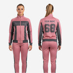 Custom Cheerleading Pink Warmup Set - Full Zip Jacket & Pants Team Name Design