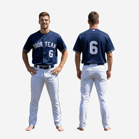 Custom Baseball Team Uniform in Navy - Jersey & Pants Custom Name Number Set