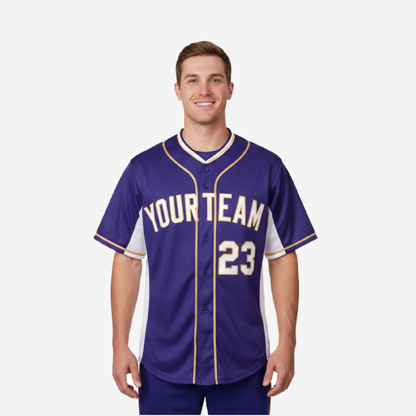 Custom Baseball Jersey in Purple - Full Button Baseball Jersey Custom Name & Number
