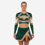 Custom Cheerleading Uniforms Set - Long Sleeve Crop Top & Skirt with Built-in Shorts