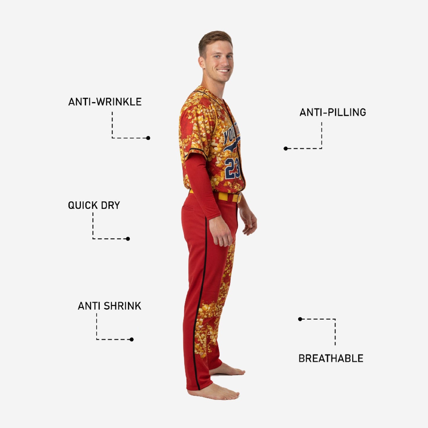 Custom Baseball Uniform - Complete Jersey Pants Set Team Name Number