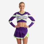 Long Sleeve Custom Cheerleading Uniforms - Crop Top & Skirt Set for Youth & Elite Squads