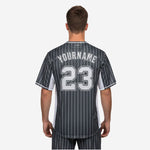 Custom Baseball Uniform Jersey - Youth & Adult Pinstripe Full Button Jersey in Charcoal