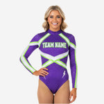 Custom Cheerleading Bodysuit - Purple Long Sleeve Uniform