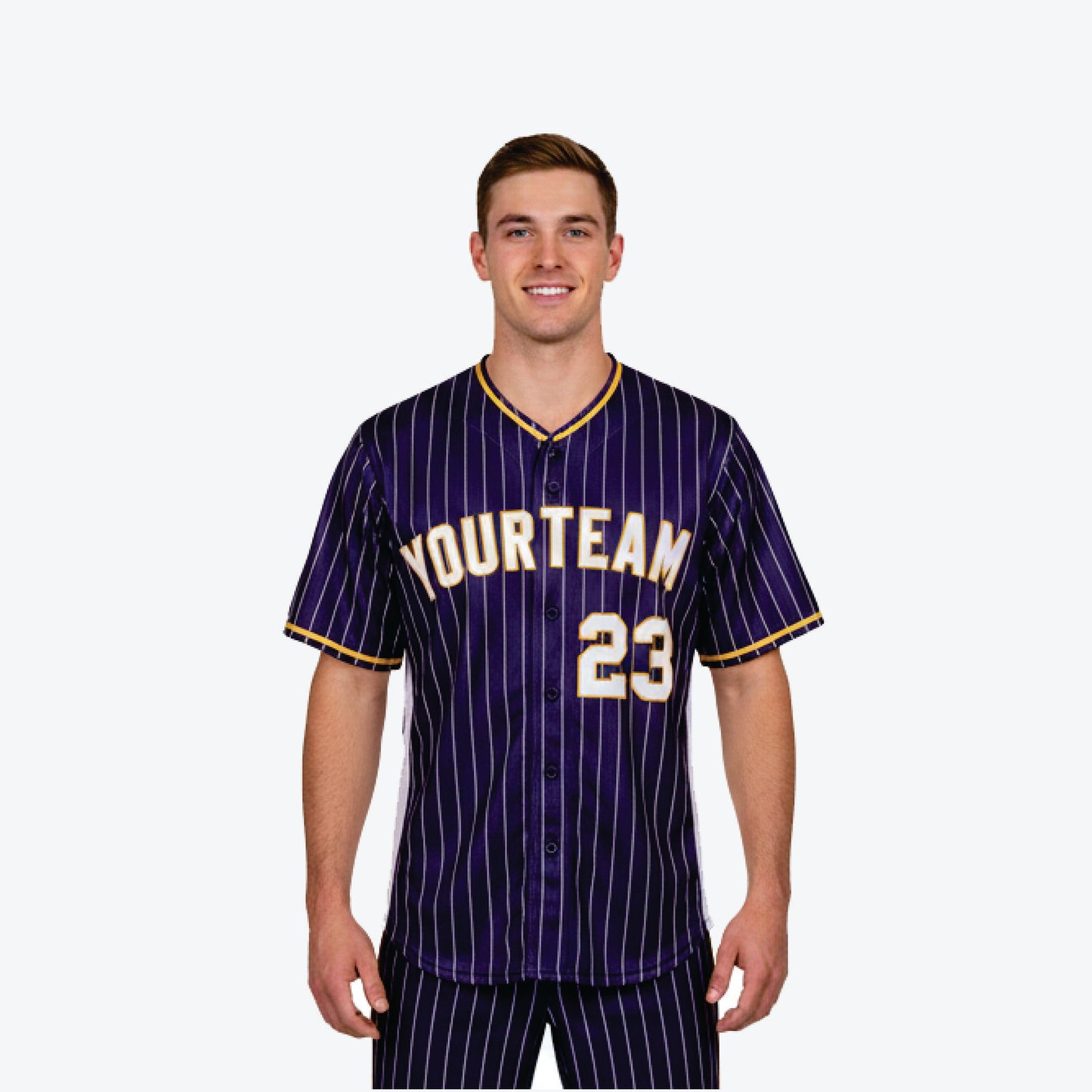 Custom Baseball Jersey - Pinstripe Full Button Jersey Team Name & Number