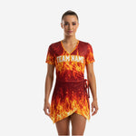Sleeveless Cheerleading Uniform Dress - Custom Team Name & Number Red Brown