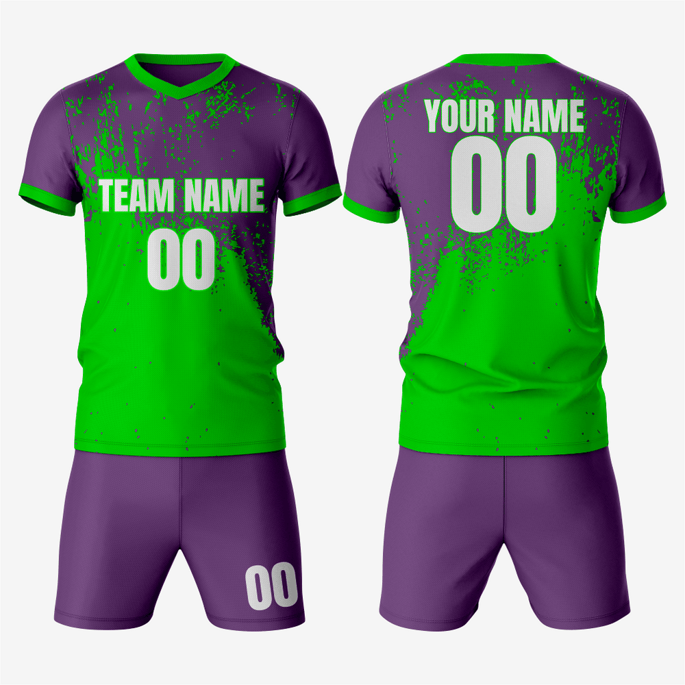 Sleek Kelly Green & Purple Soccer Uniforms for Champions
