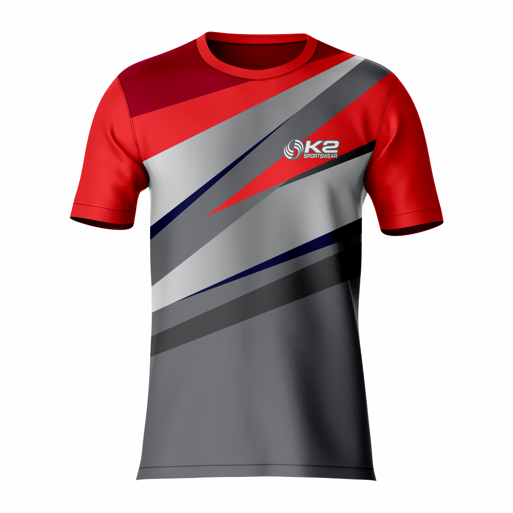 Basketball Short Sleeve Shooting Shirt in Red and Gray RSBSSSS-008