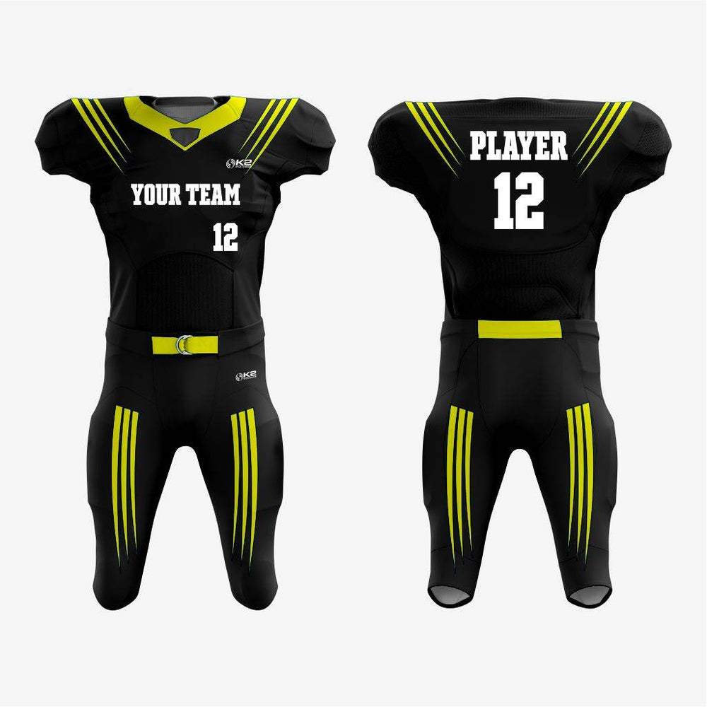 Black/Yellow American Football Kit for Men/Women/Youth